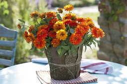 Yoghurt bucket with bark as vase (4/4)