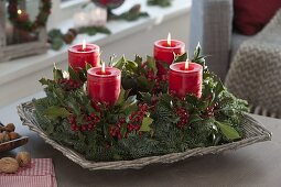 Natural Advent wreath made of Abies nobilis (Nobilistanne)