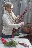 Hanging basket made of dogwood branches