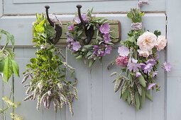 Tea herbs hanged on door to dry