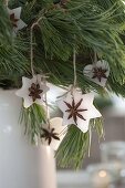 Self made Christmas tree decorations from wax and star anise