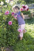 Girl picking flowers for summer bouquet