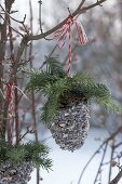 Pine cone filled with bird food (3/3)