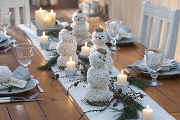 Christmas decorations with white wool balls