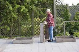 Square beds, Square Garden built on concrete pavement