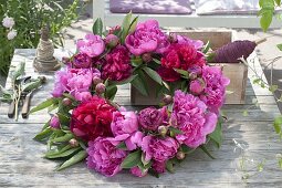 Pinned peony wreath