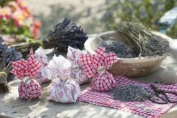 Making lavender sachets out of scraps