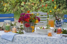Laid table in autumnal garden
