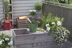Homemade planter with integrated bench