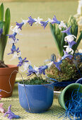 Wire heart with threaded hyacinth blossoms