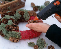 Pine cones and moss wreath