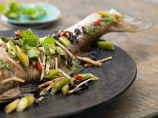 Steamed zander with fermented black beans and chili