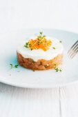 Salmon tartare with caviar and cress