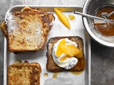 French toast with maple quark and oranges