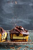 Mini layered cakes with marzipan and apricot jam