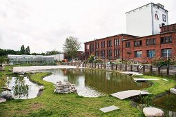 A pond for tilapia fish at the ECF farm in Berlin, Germany