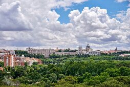 The view from the Teleférico de Madrid cable car in Madrid, Spain