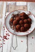 Marzipan pralines with sour cherries and barberries