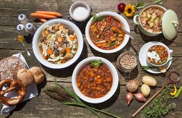 Five different stew dishes