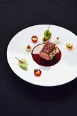 Oriental saddle of lamb, a dish by Jan Hartwig, the chef at the 'Atelier' restaurant in Munich