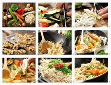 How to make vegetarian nasi goreng with carrots, peppers and scrambled eggs