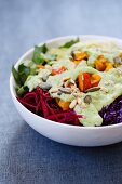Mixed vegetable salad with herb dressing