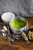 Swiss chard and spinach soup with sour cream