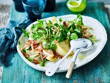 Braised Fennel with Bacon, Pear and Watercress