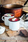 Borscht (Traditional Russian and Ukrainian soup from beetroot)
