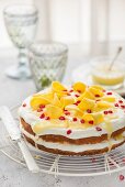Coconut and mango cake with lime curd