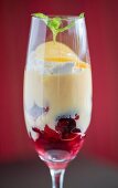 Trifle in a wine glass dessert from a fine dining restaurant