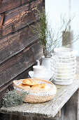 Crocheted raffia bread basket