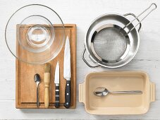 Kitchen utensils for a vegetable dish