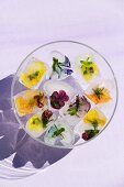 Homemade flower petal ice cubes