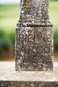 Old border stone on the Domaine de la Romanée Conti estate in Burgundy, France