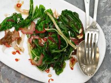 Braised chard with chilli and sultanas