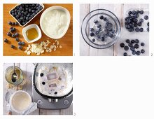 How to make sour milk with honey, almond flakes and fresh blueberries