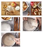 Vanille-Grießbrei aus Weizen-Vollkorngrieß mit gedünsteten Äpfeln und Nüssen zubereiten