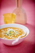 Pumpkin soup with star pasta