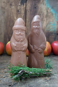 Homemade chocolate Santa Clauses