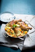 Paella with pumpkin and chicken