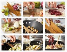 Pasta mit Birnen, Radicchio und Walnüssen zubereiten