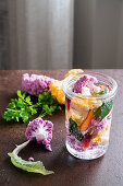 Colourful pickled cauliflower florets