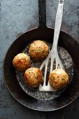 Fried rye bread dumplings in the pan