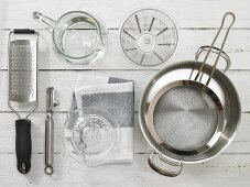 Kitchen utensils for the preparation of ginger, lemon and orange drinks