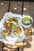 Zucchini-Pakoras mit grünem Dip