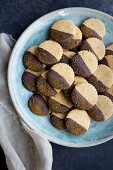 Shortbread Cookies dipped in Chocolate and Turmeric Sugar served with milk