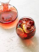 Red wine sangria with red fruits