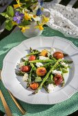 Grilled asparagus with glazed tomatoes and feta for Easter