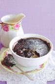 Chocolate cherry self-saucing pudding
